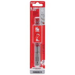 Milwaukee Tool - Rotary Drill/Hammer Drill Bits; Drill Bit Size (Inch): 5/32 ; Shank Type: 1/4" Hex ; Usable Length (Inch): 4.0000 ; Drill Bit Material: Carbide Tipped ; Flute Length (Inch): 4 ; Number of Pieces: 5.000 - Exact Tooling