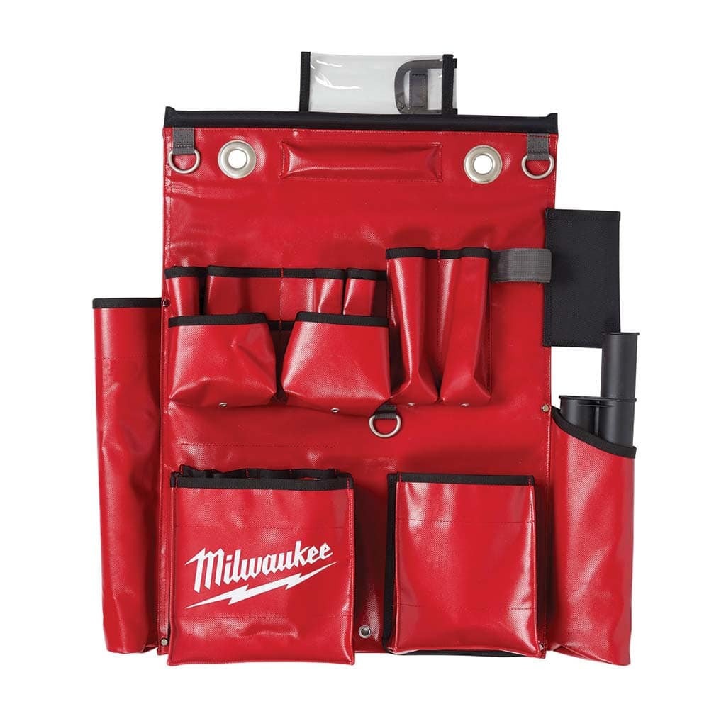 Milwaukee Tool - Tool Aprons & Tool Belts; Tool Type: Tool Apron ; Minimum Waist Size: 1 ; Material: Vinyl ; Color: Red/ Black ; Width (Inch): 18 ; Tool Style: Heavy-Duty - Exact Tooling