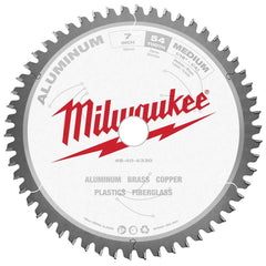 Milwaukee Tool - Wet & Dry-Cut Saw Blades; Blade Diameter (Inch): 7 ; Blade Material: Carbide-Tipped ; Arbor Style: Standard Round ; Arbor Hole Diameter (mm): 20.00 ; Application: Non-Ferrous Metal Cutting ; Number of Teeth: 54 - Exact Tooling