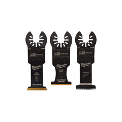 Milwaukee Tool - Rotary & Multi-Tool Accessories; Accessory Type: Multi-Material Blade ; For Use With: Multi-Tools ; Includes: 1-3/8" CARBIDE TEETH METAL BLADE, 1-3/8" TITANIUM BI-METAL WOOD W/NAILS BLADE, (1)1-3/8" HCS JAPANESE TOOTH BLADE ; Maximum RPM - Exact Tooling