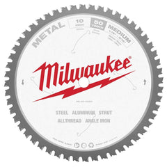Milwaukee Tool - Wet & Dry-Cut Saw Blades; Blade Diameter (Inch): 10 ; Blade Material: Carbide-Tipped ; Arbor Style: Standard Round ; Arbor Hole Diameter (Inch): 1 ; Arbor Hole Diameter (Decimal Inch): 1 ; Application: Ferrous Metal Cutting - Exact Tooling