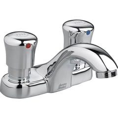 American Standard - Lavatory Faucets; Type: Deck Mount ; Spout Type: Standard ; Design: Metering Faucet ; Handle Type: Knob Metering ; Mounting Centers: 4 (Inch); Drain Type: No Drain - Exact Tooling