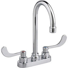 American Standard - Lavatory Faucets; Type: Centerset ; Spout Type: Gooseneck ; Design: Two Handle ; Handle Type: Lever ; Mounting Centers: 4 (Inch); Drain Type: No Drain - Exact Tooling