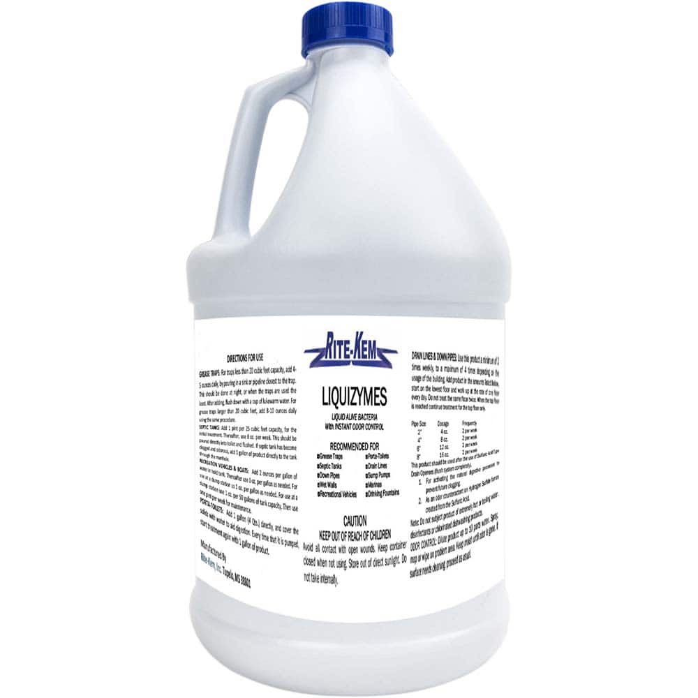 Rite-Kem - Drain Cleaners & Openers; Type: Enzyme Treatment ; Form: Liquid Concentrate ; Container Size: 1 Gal. ; Scent: Fresh ; Container Type: 1 Gallon Bottle ; Formula Type: Enzymes - Exact Tooling