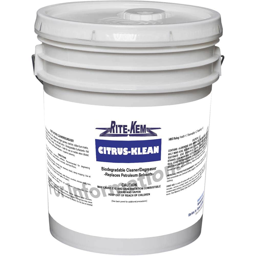 Rite-Kem - All-Purpose Cleaners & Degreasers; Container Type: Pail ; Container Size: 5 Gallon Pail ; Scent: Citrus ; Form: Liquid Concentrate ; Disinfectant: No ; Solution Type: Dilutable Concentrate - Exact Tooling