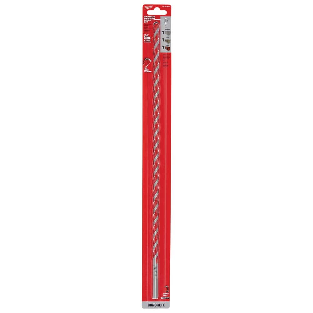 Milwaukee Tool - Rotary Drill/Hammer Drill Bits; Drill Bit Size (Inch): 3/8 ; Shank Type: 3-Flat ; Usable Length (Inch): 16.0000 ; Drill Bit Material: Carbide Tipped ; Flute Length (Inch): 16 ; Number of Pieces: 1.000 - Exact Tooling