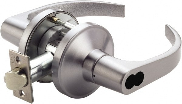 PDQ - Heavy Duty Entrance Lever Lockset - 2-3/4" Back Set, Small Format I/C Less Cylinder, Zinc, Antimicrobial Coated, Satin Chrome Plated Finish - Exact Tooling