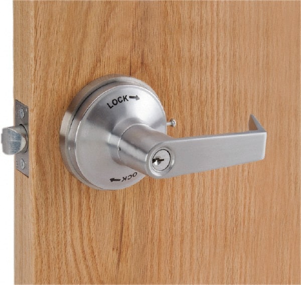 PDQ - Heavy Duty Classroom Intruder Lever Lockset - 2-3/4" Back Set, Small Format I/C Less Cylinder, Zinc, Antimicrobial Coated, Satin Chrome Plated Finish - Exact Tooling