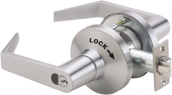 PDQ - Heavy Duty Classroom Intruder Lever Lockset - 2-3/4" Back Set, Small Format I/C Less Cylinder, Zinc, Satin Chrome Plated Finish - Exact Tooling