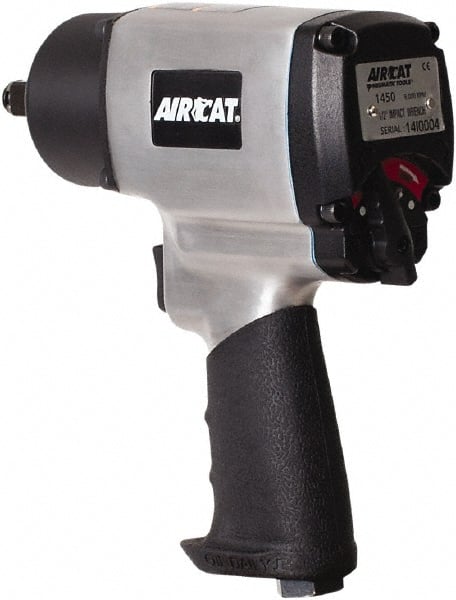 AIRCAT - 1/2" Drive, 9,000 RPM, 800 Ft/Lb Torque Impact Wrench - Pistol Grip Handle, 1,200 IPM, 8 CFM, 90 psi, 1/4" NPT Inlet - Exact Tooling