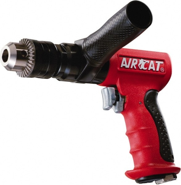 AIRCAT - 1/2" Reversible Keyed Chuck - Pistol Grip Handle, 400 RPM, 6 CFM, 0.625 hp, 90 psi - Exact Tooling