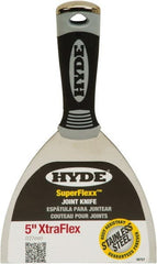 Hyde Tools - 5" Wide Spring Blade Stainless Steel Joint Knife - Flexible, Plastic Handle - Exact Tooling