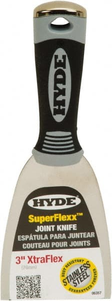 Hyde Tools - 3" Wide Spring Blade Stainless Steel Joint Knife - Flexible, Plastic Handle - Exact Tooling