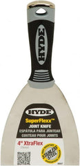 Hyde Tools - 4" Wide Spring Blade Stainless Steel Joint Knife - Flexible, Plastic Handle - Exact Tooling