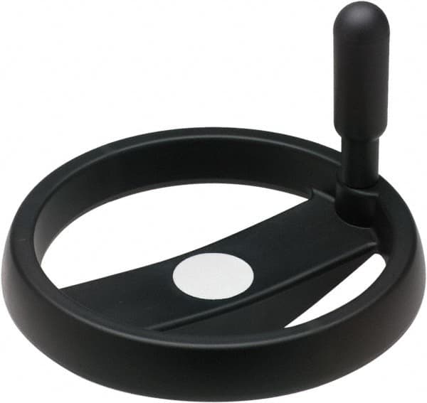 Elesa - 3.9", 2 Spoke Handwheel with Revolving Handle - 0.71" Hub, High Impact Strength Technopolymer, Black Matte Finish - Exact Tooling