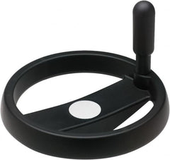Elesa - 3.9", 2 Spoke Handwheel with Revolving Handle - 0.71" Hub, High Impact Strength Technopolymer, Black Matte Finish - Exact Tooling