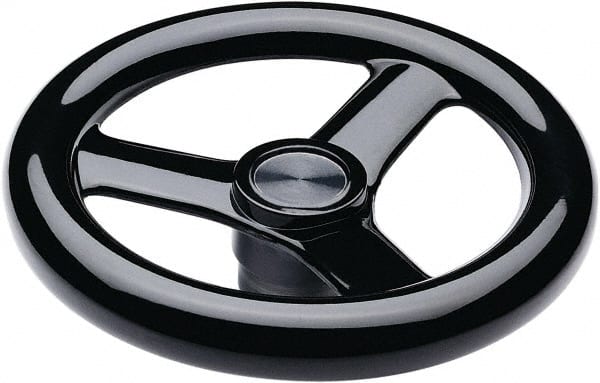 Elesa - 14.76", 3 Spoke Handwheel - 2.28" Hub, Duroplast, Black Glossy Finish - Exact Tooling