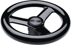Elesa - 11.34", 3 Spoke Handwheel - 2.28" Hub, Duroplast, Black Glossy Finish - Exact Tooling