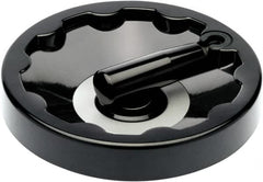 Elesa - 4.92" Diam, Duroplast Handwheel with Fold Away Handle - 1-1/4" Hub Diam - Exact Tooling