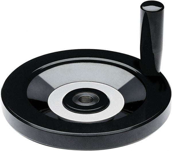Elesa - 3.94" Diam, Duroplast Handwheel with Handle - 0.94" Hub Diam - Exact Tooling