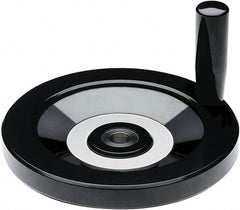 Elesa - 4.92" Diam, Duroplast Handwheel with Handle - 1-1/4" Hub Diam - Exact Tooling
