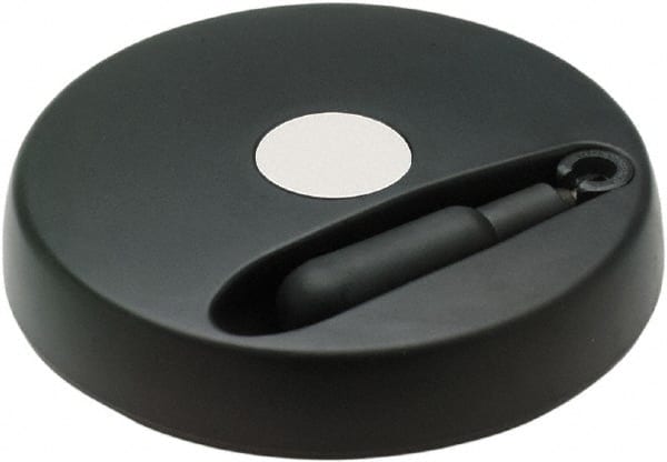 Elesa - 3.9" Diam, Technopolymer Handwheel with Fold Away Handle - 1.57" Hub Diam - Exact Tooling