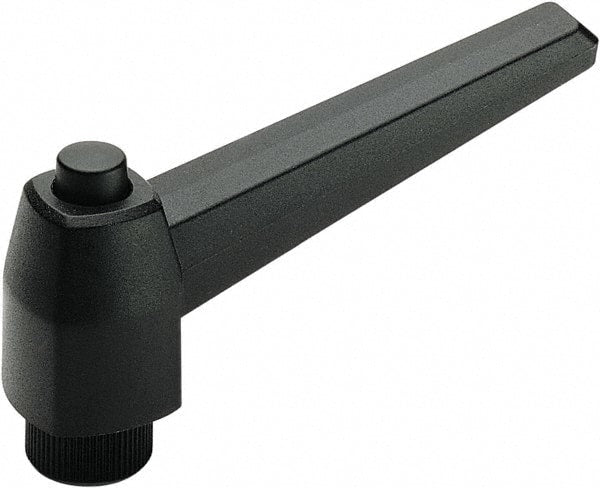 Elesa - 1/2-13, Glass Fiber Reinforced Technopolymer Adjustable Clamping Handle - 4.49" OAL, 2.56" High, .79" Hole Depth - Exact Tooling