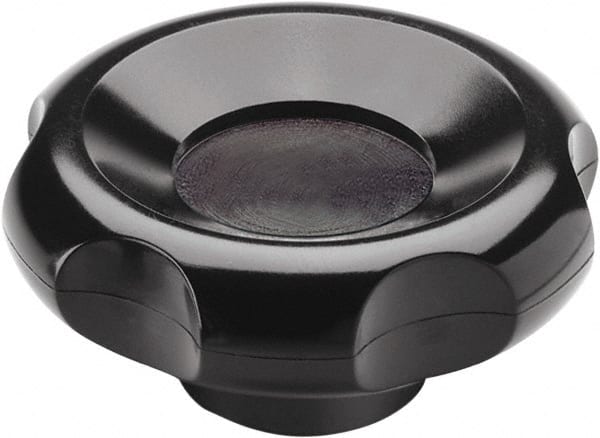 Elesa - 2.76" Head Diam, 6 Point Lobed Knob - 3/8-16 Hole, Glass Fiber Reinforced Technopolymer - Exact Tooling