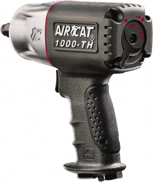 AIRCAT - 1/2" Drive, 8,000 RPM, 800 Ft/Lb Torque Impact Wrench - Pistol Grip Handle, 1,300 IPM, 8 CFM, 90 psi, 1/4" NPT Inlet - Exact Tooling
