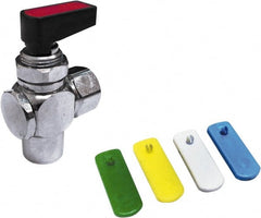 Value Collection - 3/8" Pipe, Brass Miniature Ball Valve - Right Angle, FNPT x FNPT Ends, Wedge Handle, 250 WOG - Exact Tooling