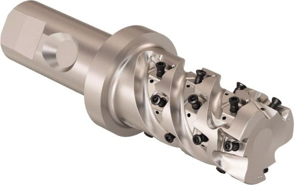 Seco - 32mm Cutting Diam, 25mm Shank Diam, 8mm Max Depth of Cut, Straight Shank Indexable Copy End Mill - 3 Inserts, LOEX Insert, R217.94 Toolholder - Exact Tooling