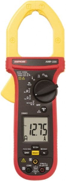 Amprobe - AMP-330, CAT IV, CAT III, Digital True RMS Clamp Meter with 2.0079" Clamp On Jaws - 1000 VAC/VDC, 1000 AC/DC Amps, Measures Voltage, Capacitance, Current, microAmps, Resistance, Temperature - Exact Tooling