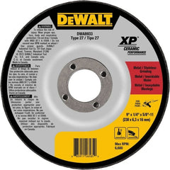 DeWALT - 24 Grit, 9" Wheel Diam, Type 27 Depressed Center Wheel - Coarse/Medium Grade, Ceramic, N Hardness, 6,600 Max RPM - Exact Tooling
