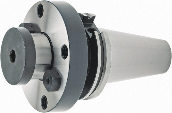 Parlec - CAT50 Dual Contact Taper Shank 50.8mm Pilot Diam Shell Mill Holder - 60.96mm Flange to Nose End Projection, 123.95mm Nose Diam, Through-Spindle Coolant - Exact Tooling