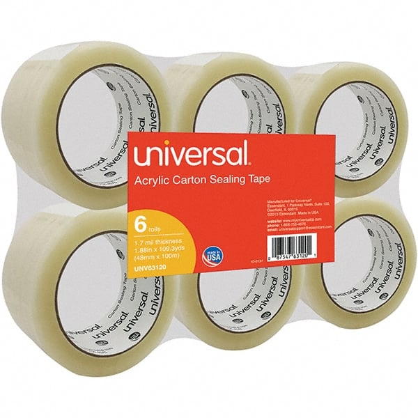 UNIVERSAL - 48mm Wide x 1.7mm Thick x 100m Long, 63120 Box Sealing & Label Protection Tape - Clear - Exact Tooling