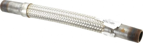 Made in USA - 12" OAL, 3/4" ID, 600 Max psi, Flexible Metal Hose Assembly - Exact Tooling