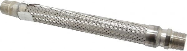 Made in USA - 12" OAL, 3/4" ID, 600 Max psi, Flexible Metal Hose Assembly - Exact Tooling