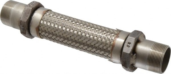 Made in USA - 12" OAL, 1-1/2" ID, 410 Max psi, Flexible Metal Hose Assembly - Exact Tooling