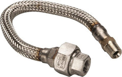 Made in USA - 12" OAL, 1/4" ID, 2,240 Max psi, Flexible Metal Hose Assembly - Exact Tooling