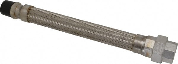 Made in USA - 12" OAL, 3/4" ID, 600 Max psi, Flexible Metal Hose Assembly - Exact Tooling