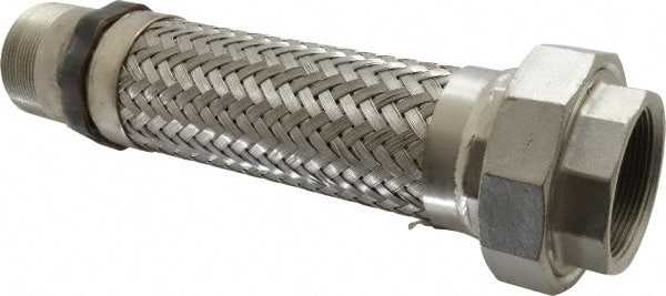 Made in USA - 12" OAL, 2" ID, 450 Max psi, Flexible Metal Hose Assembly - Exact Tooling