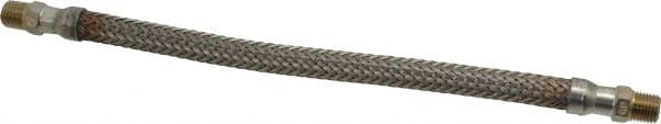 Made in USA - 12" OAL, 1/4" ID, 2,240 Max psi, Flexible Metal Hose Assembly - Exact Tooling