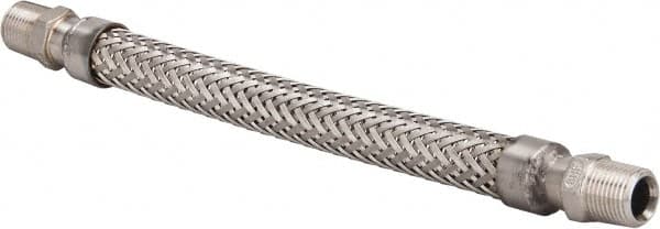 Made in USA - 12" OAL, 1/2" ID, 1,040 Max psi, Flexible Metal Hose Assembly - Exact Tooling