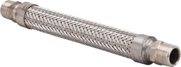 Made in USA - 12" OAL, 3/4" ID, 600 Max psi, Flexible Metal Hose Assembly - Exact Tooling