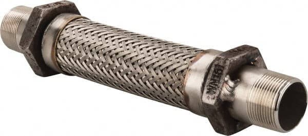 Made in USA - 12" OAL, 1-1/4" ID, 450 Max psi, Flexible Metal Hose Assembly - Exact Tooling