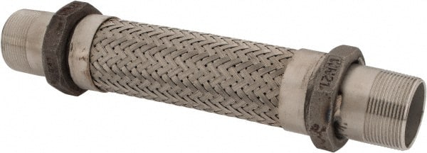Made in USA - 12" OAL, 1-1/2" ID, 410 Max psi, Flexible Metal Hose Assembly - Exact Tooling