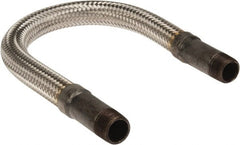 Made in USA - 18" OAL, 1/2" ID, 1,040 Max psi, Flexible Metal Hose Assembly - Exact Tooling
