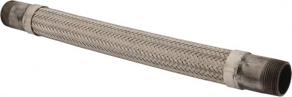 Made in USA - 18" OAL, 1-1/4" ID, 450 Max psi, Flexible Metal Hose Assembly - Exact Tooling