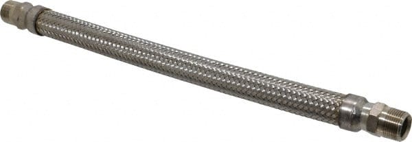 Made in USA - 18" OAL, 3/4" ID, 600 Max psi, Flexible Metal Hose Assembly - Exact Tooling