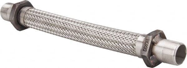 Made in USA - 18" OAL, 1-1/4" ID, 450 Max psi, Flexible Metal Hose Assembly - Exact Tooling